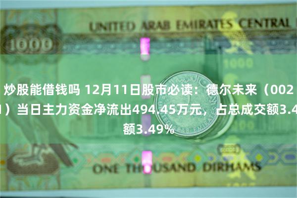 炒股能借钱吗 12月11日股市必读：德尔未来（002631）当日主力资金净流出494.45万元，占总成交额3.49%